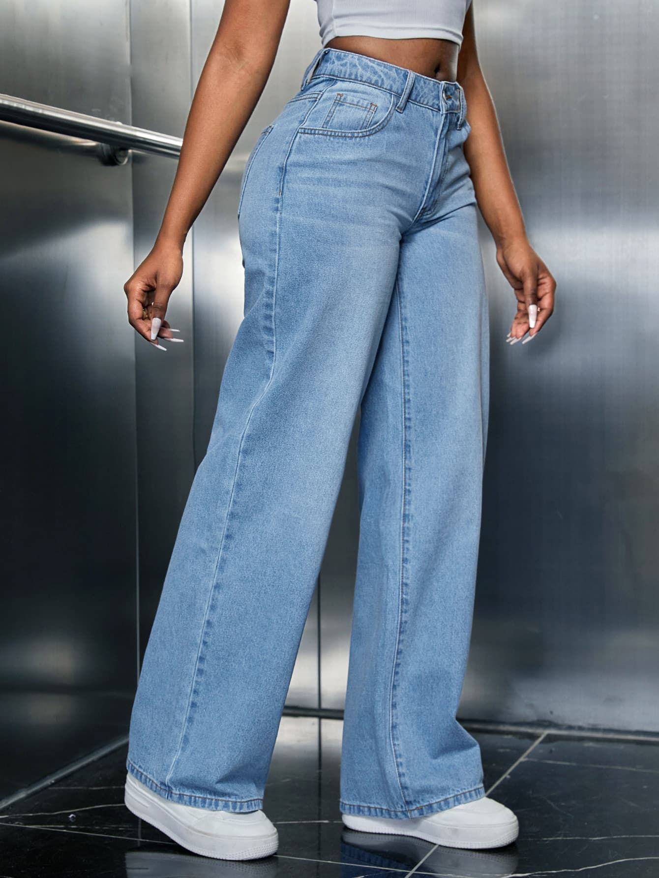 SHEIN SXY Slant Pocket Wide Leg Jeans - image 1