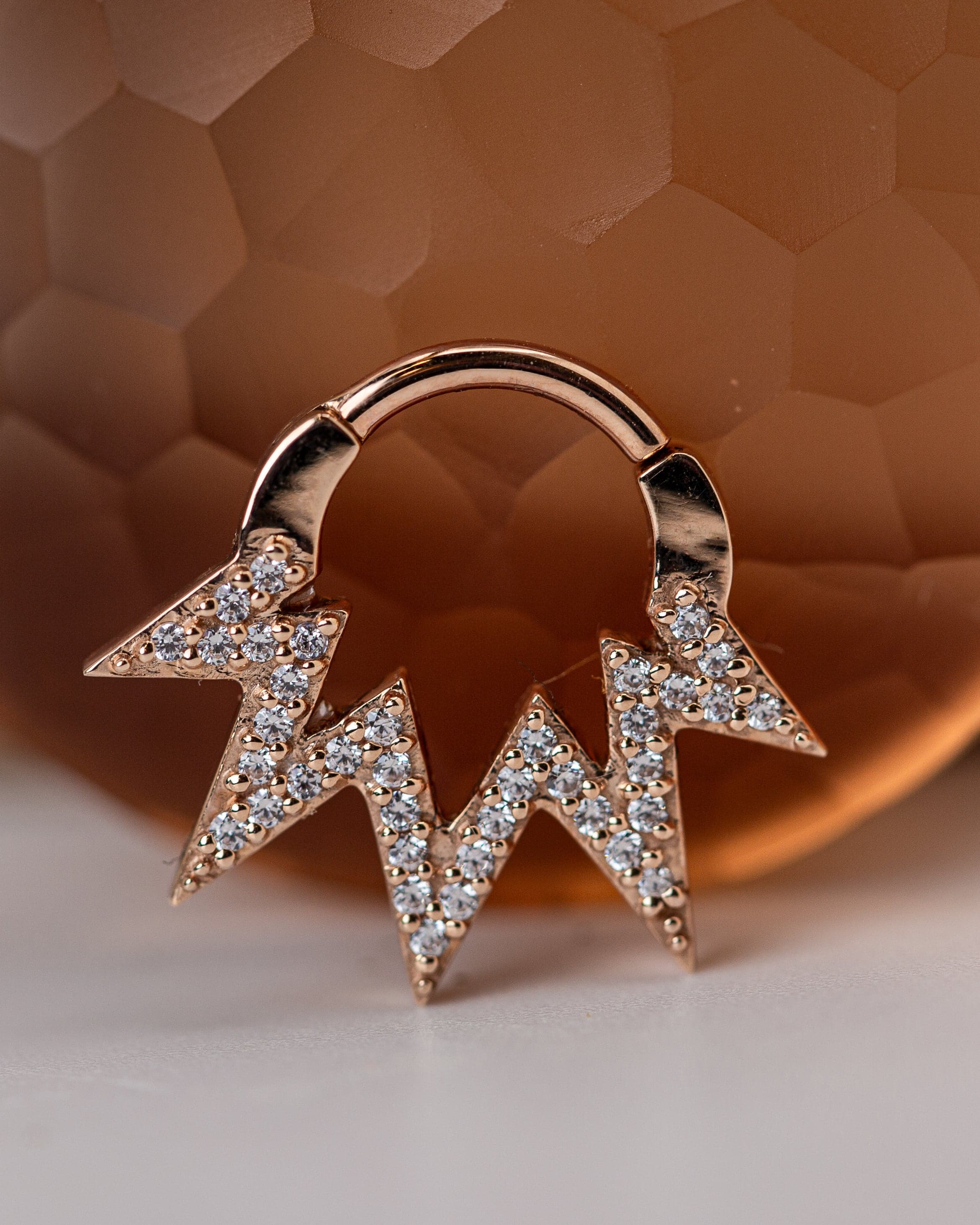 Ziggy CZ Hinge Ring - 14k Rose Gold - image 1