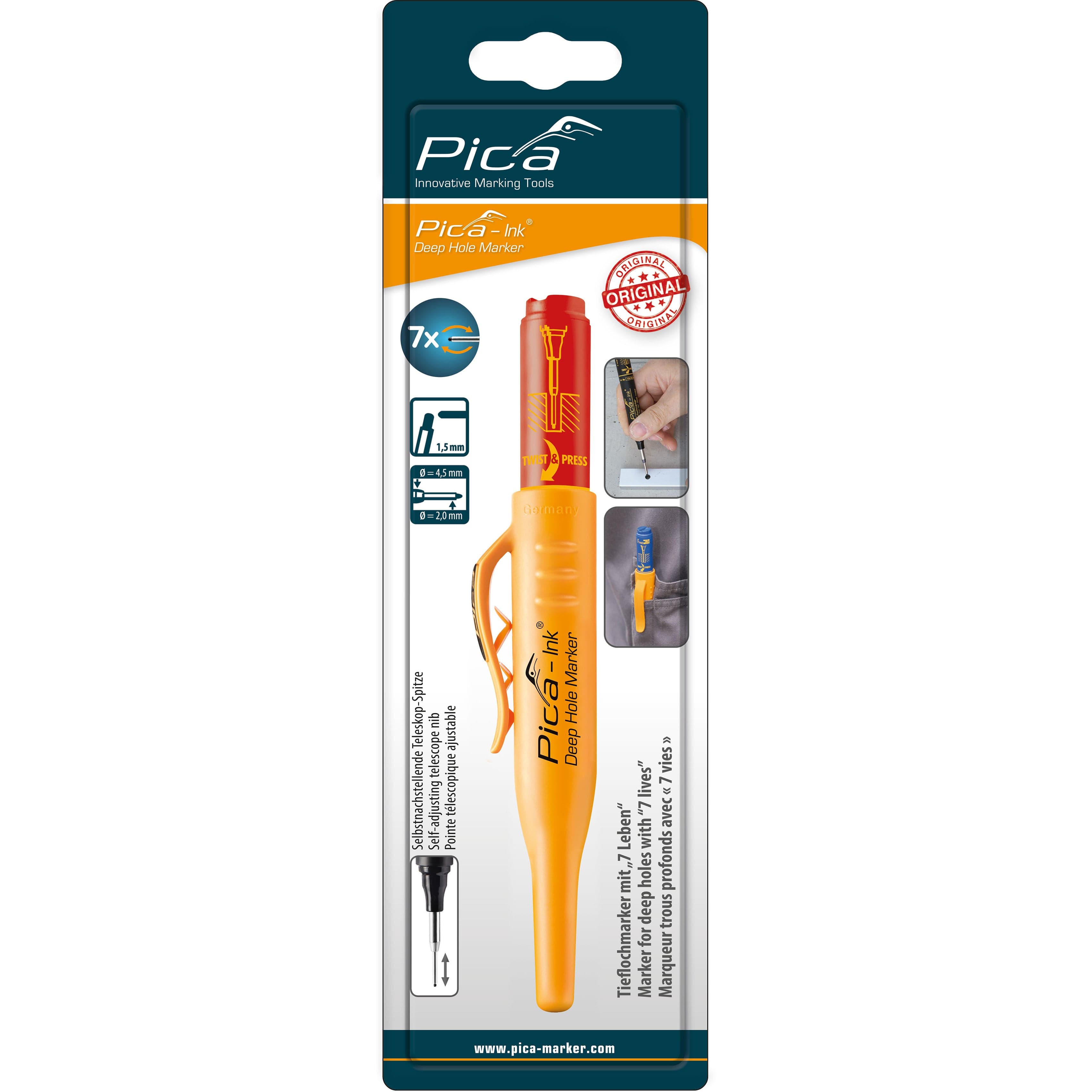 Pica-Ink 150/40/SB Deep Hole Marker - Red - image 1