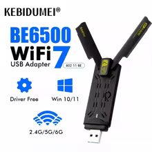 6500Mbps WiFi 7 USB Adapter BE6500 2.4G&5.8G&6GHz Wireless Network Card 802.11be Free-Drive WiFi Adaptador for Win 10/11 - image 1