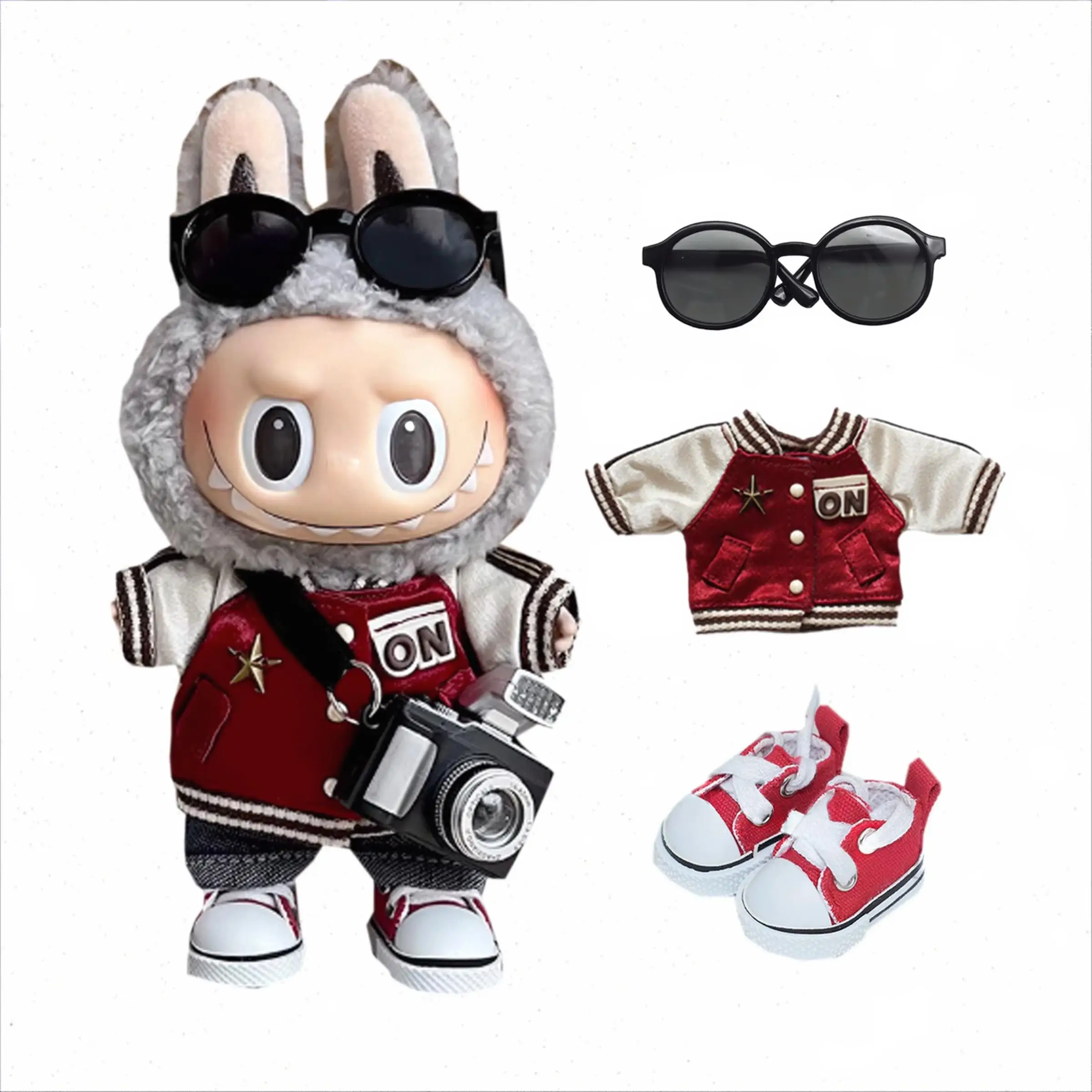 Mini Plush Doll Clothes Outfit Accessories for Korea Kpop EXO Labubu V1 V2 Idol Dolls Goose Dinosaur Macaron Clothing Gift - image 1