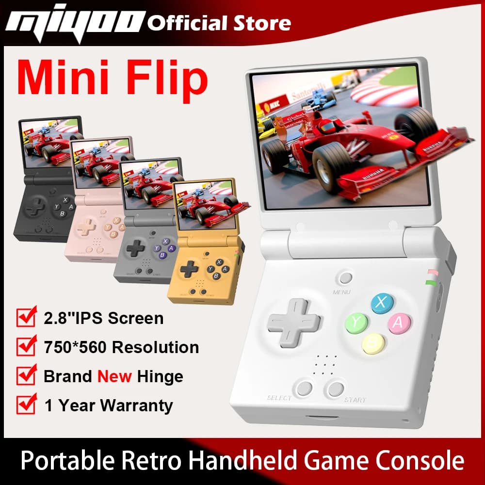 MIYOO Mini Flip Retro Handheld Game Console with New Hinge 2.8'' IPS Screen Portable Video Game Console Classic Gaming Emulator - image 1