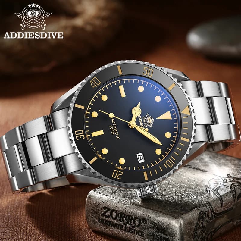 ADDIESDIVE 2101 Men's Automatic Diving Watch NH35 Stainless Steel Black Matte Dial 200m - image 1