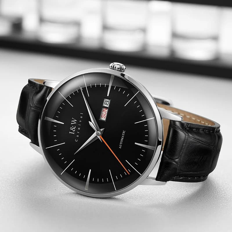 MIYOTA Automatic Mechanical Wristwatch with 3D Curved Sapphire, Waterproof, Leather Strap, Double Calendar - Men's Watch - image 1