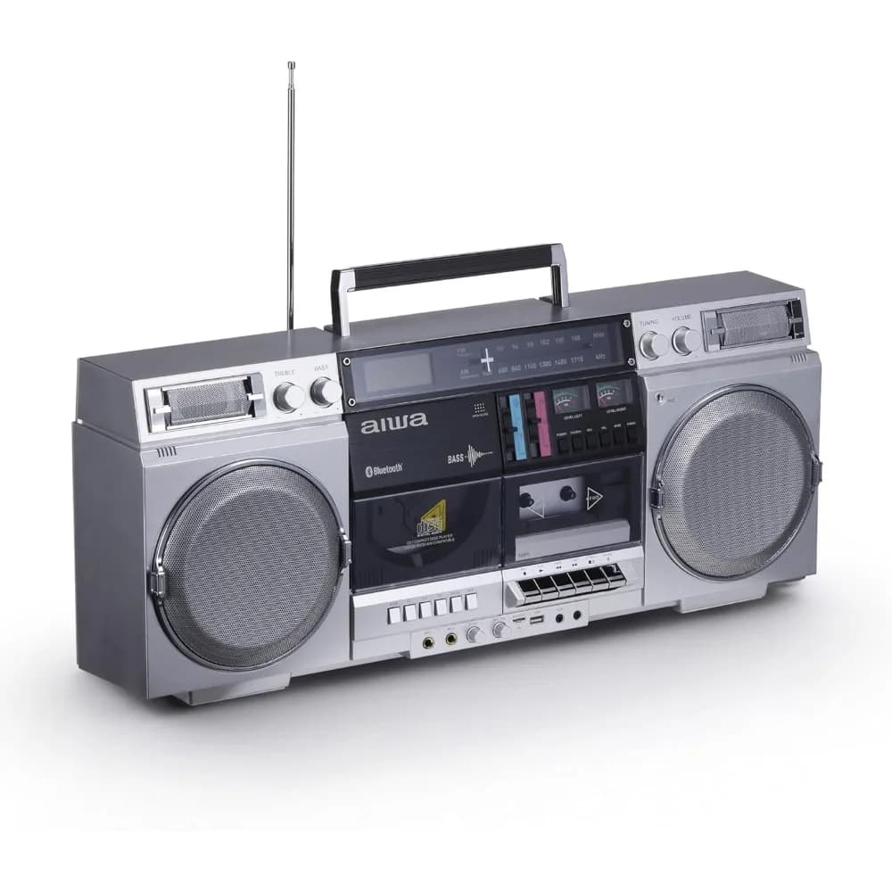 Retro Boombox CD Player with Cassette Recorder Bluetooth 5.0 FM AM Radio USB SD AUX Input VU Meter LCD Display Dual 40W - image 1