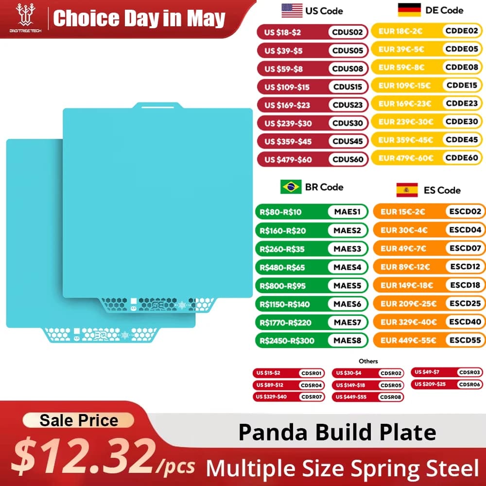 BIQU Panda Build Plate CryoGrip Pro Coating No Clog Spring Steel Double-sided for BambuLab Voron Kobra Adventurer 5M 3D Printer - image 1