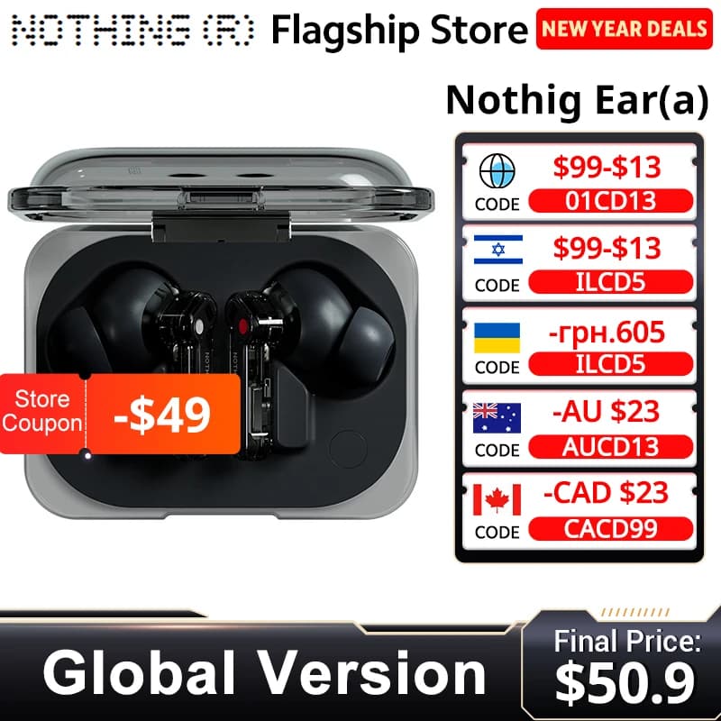 Global Version Nothing Ear (2) Bluetooth Earphones 45dB Active Noise Cancelling ANC Dynamic 42.5 hours listening Fashion Design - image 1