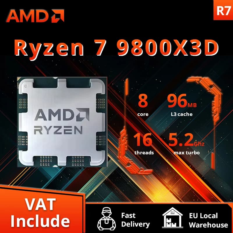 AMD Ryzen 7 9800X3D Processor 3D V-Cache 8C/16T 120W up to 5.2 GHz L3 96MB Socket AM5 without cooler - image 1