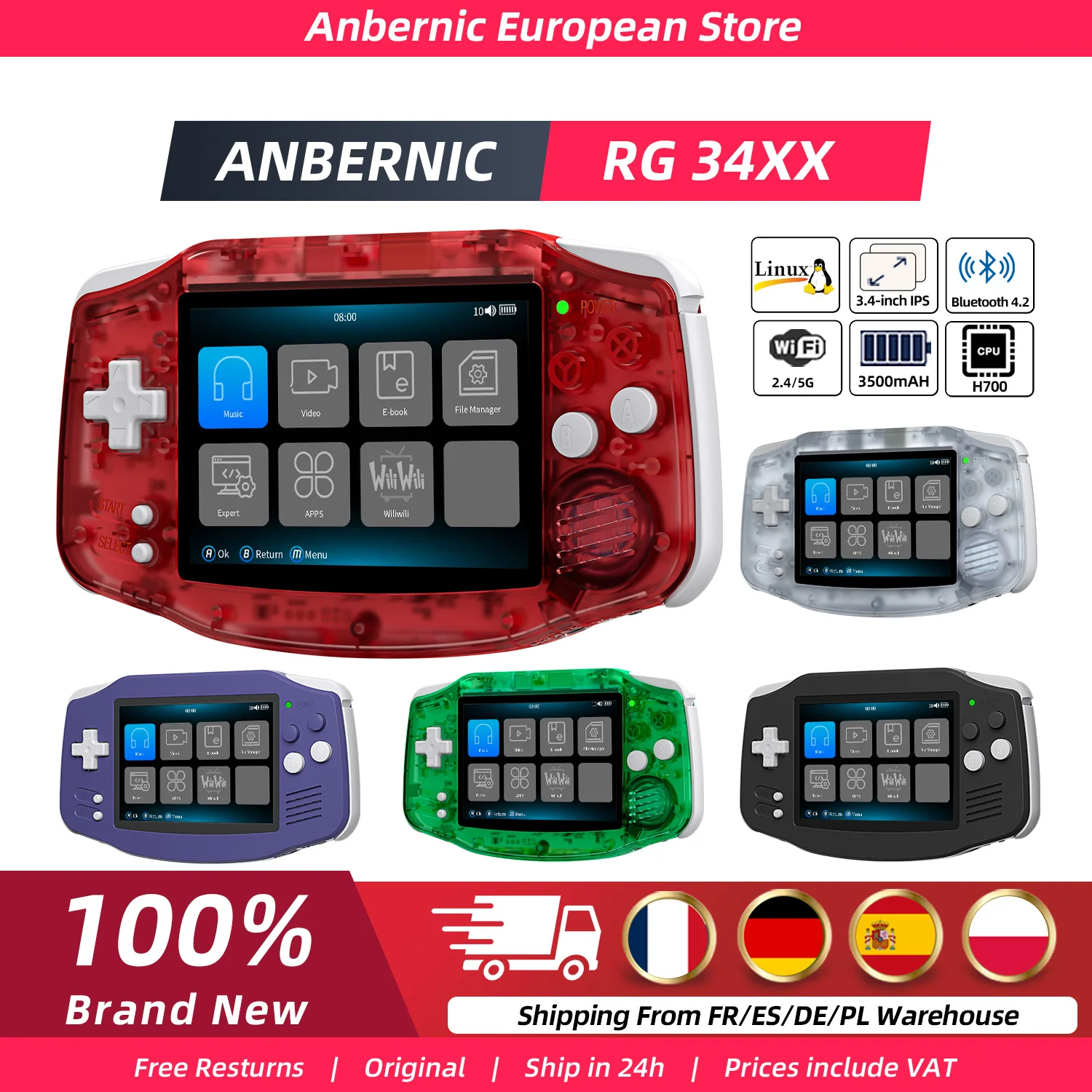 Anbernic RG34XX Retro Handheld Game Consoles RG 34XX Classic Retro Gaming Player Linux 64-bit 3500mAh Battery WiFi Bluetooth HD - AliExpress 44 - image 1