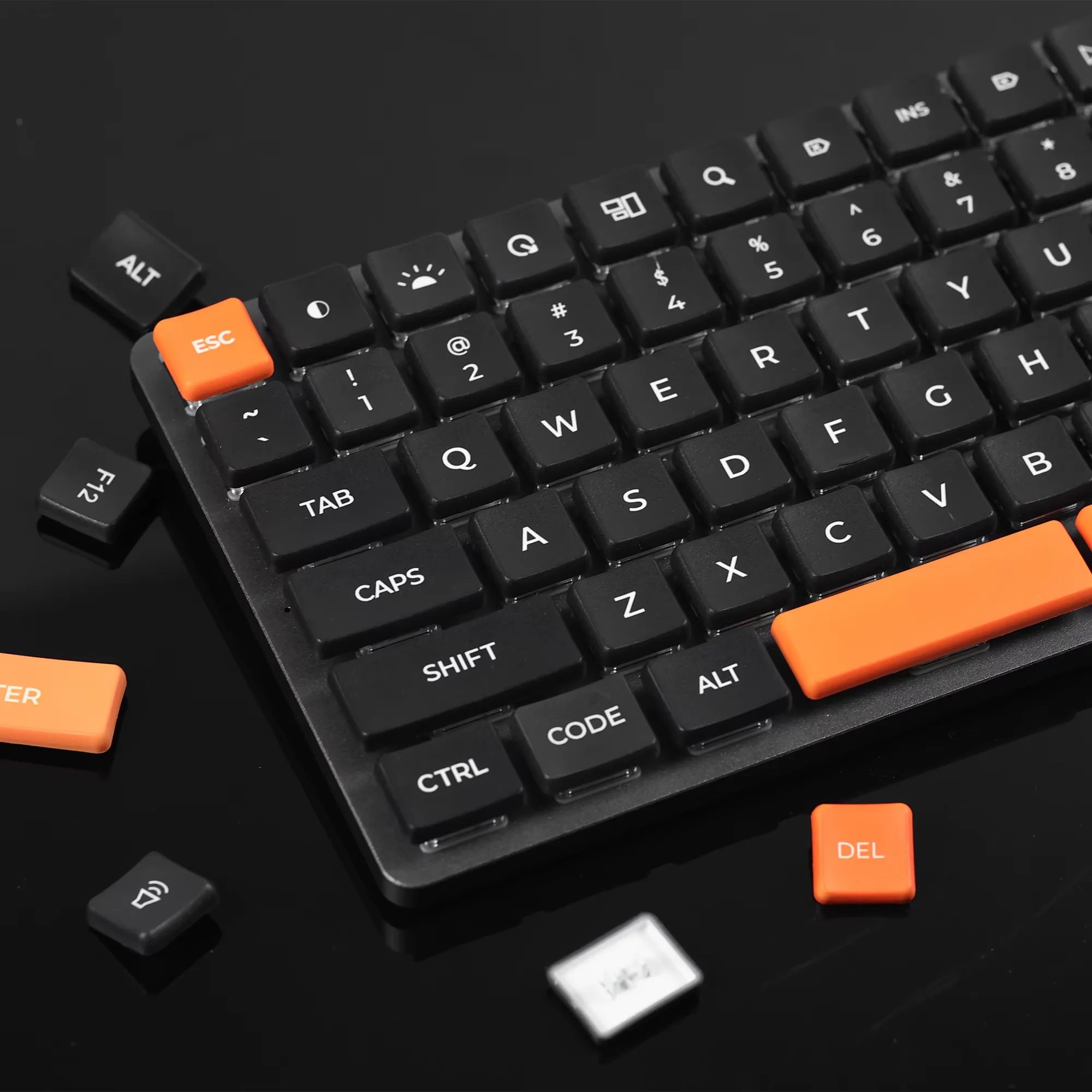 Teclas CHOSFOX CFX de perfil bajo PBT para Kailh 1350 Choc, teclado mecánico con interruptor de perfil bajo, teclas ultrafinas en negro y naranja - AliExpress 7 - image 1