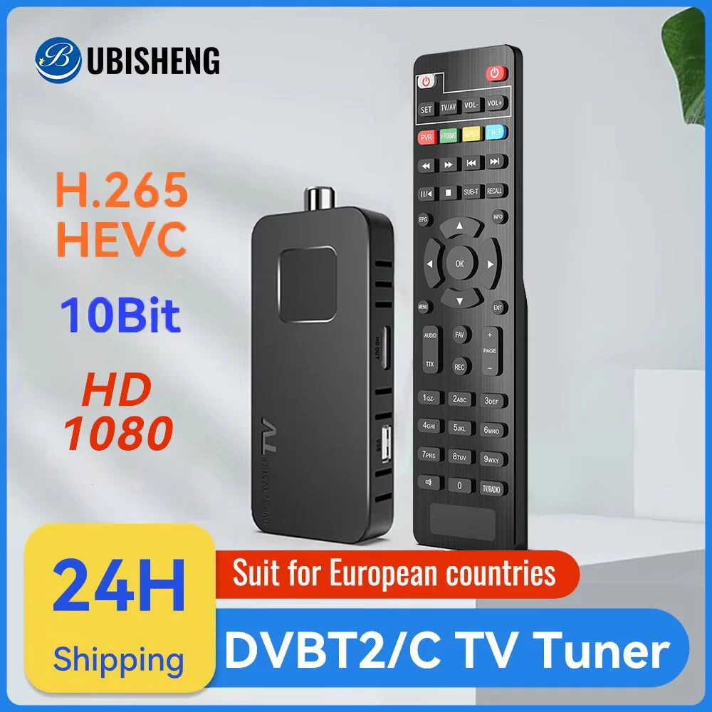 For Europe H.265 DVB-T2&C TV Decoder Dolby HD 1080P Mini TV Tuner HEVC 10Bit U8mini Digital Terrestrial Receiver Support WiFi - image 1