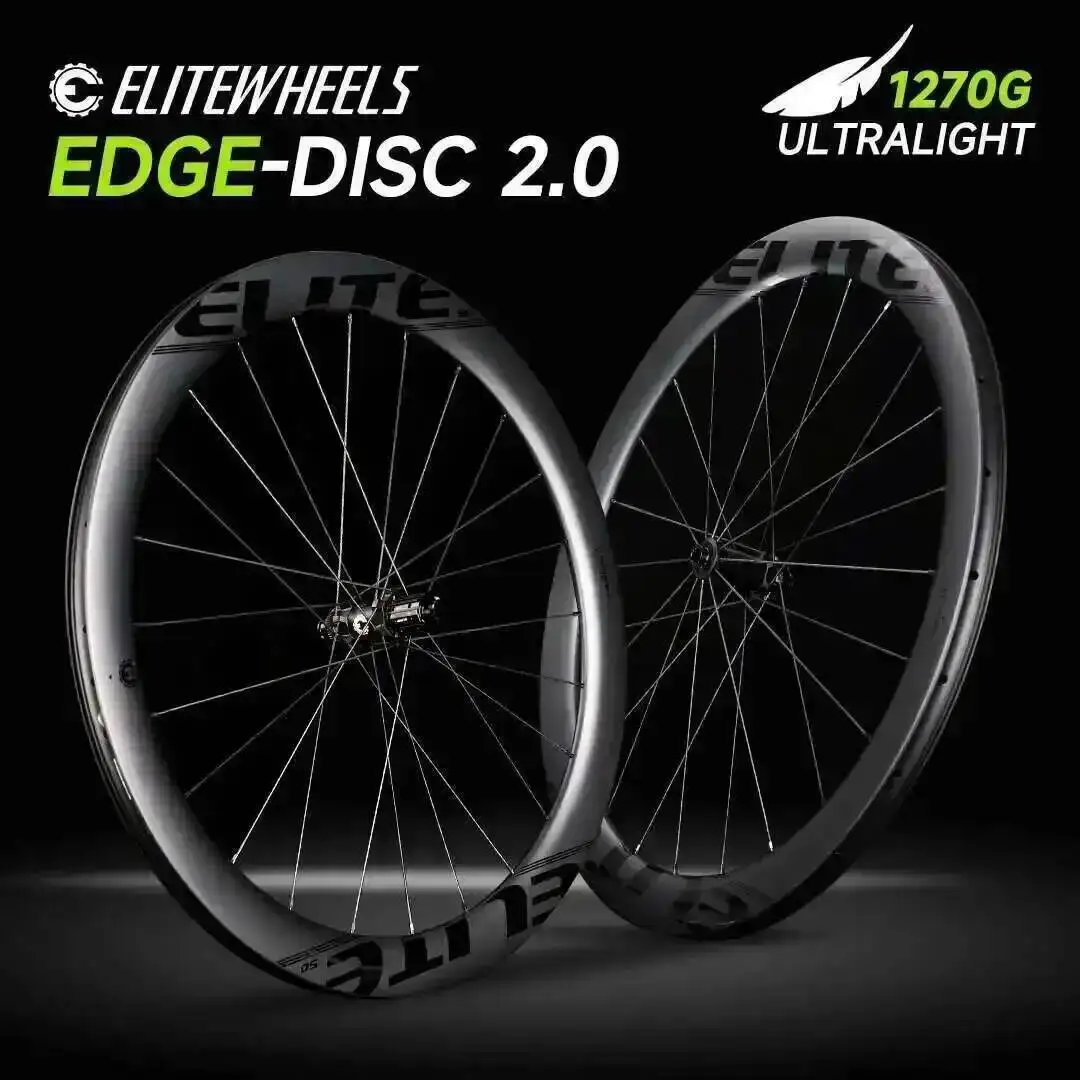 ELITEWHEELS EDGE 2.0 Disc Brake Ultralight Road Disc Carbon Wheelset 40/45/50/65mm Ratchet System 36T HUB Wing 20 Spoke - image 1