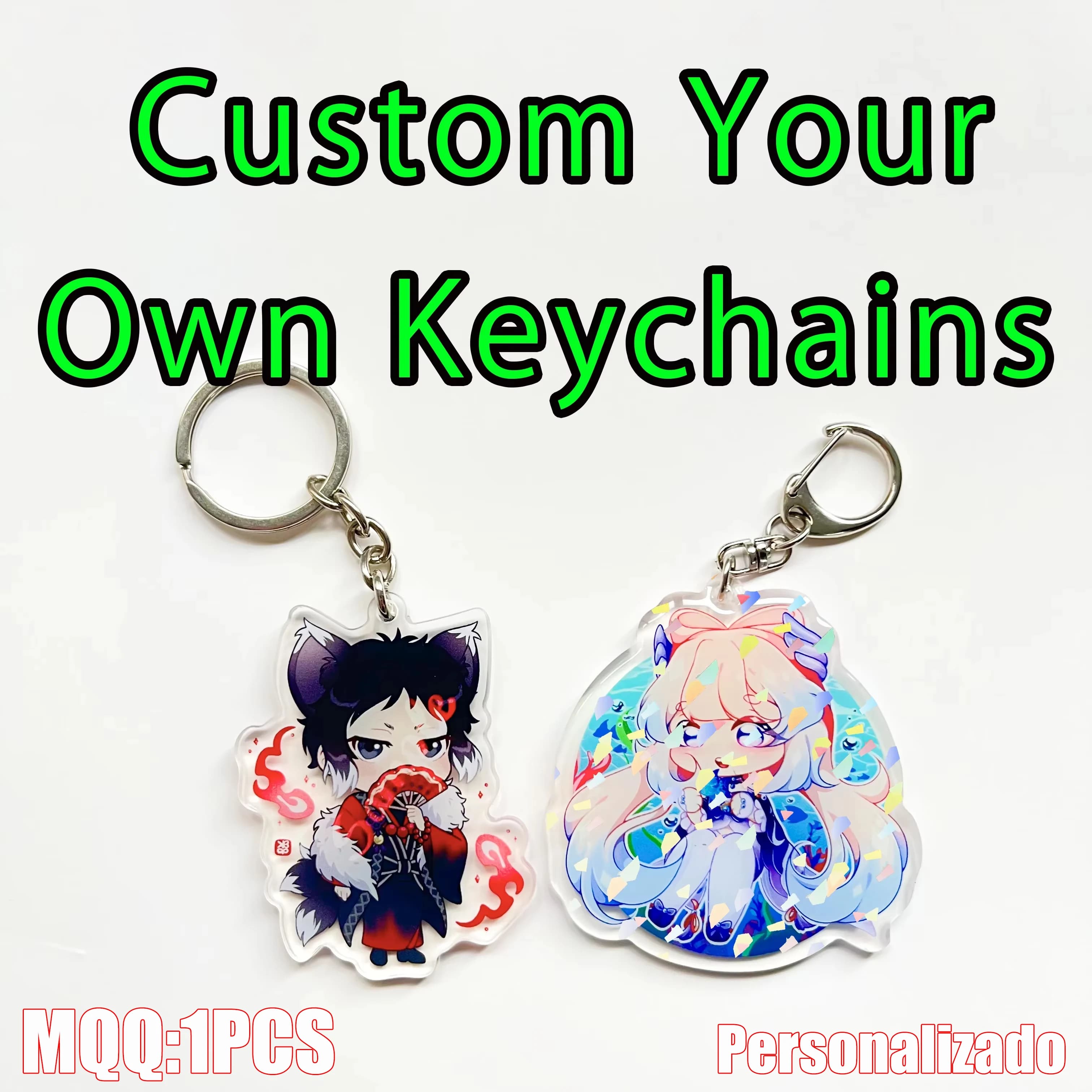 Custom Logo Acrylic Keychain Cat Dog ID Charm Print Holographic Personal Photo Pet Souvenir Birthday Gift Tag - image 1