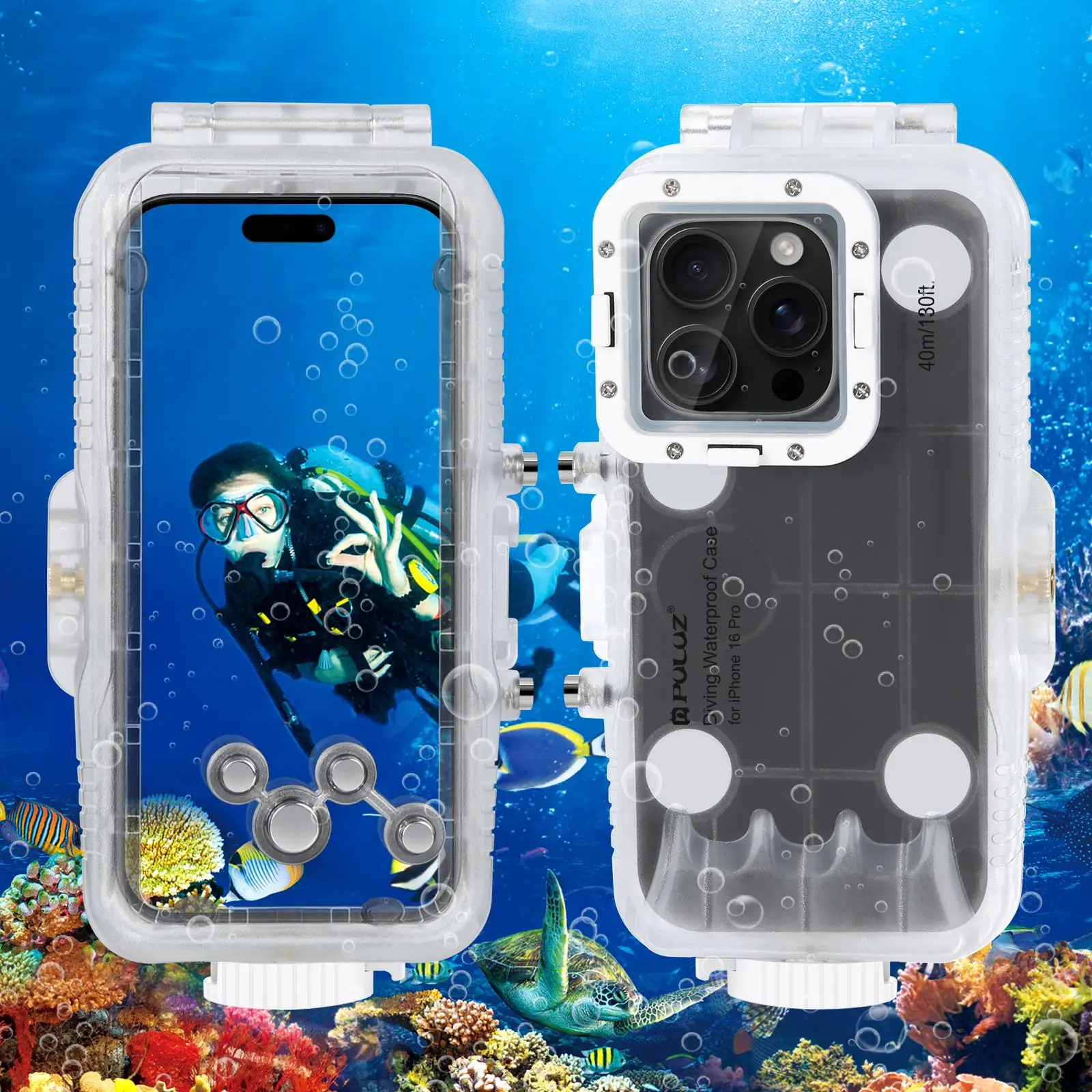 PULUZ Waterproof Diving Case for iPhone 16 Pro 40m/130ft - image 1