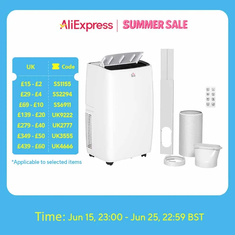 HOMCOM 14,000 BTU Portable Air Conditioner with Sleep Mode and Dehumidifier for up to 40m² - image 1