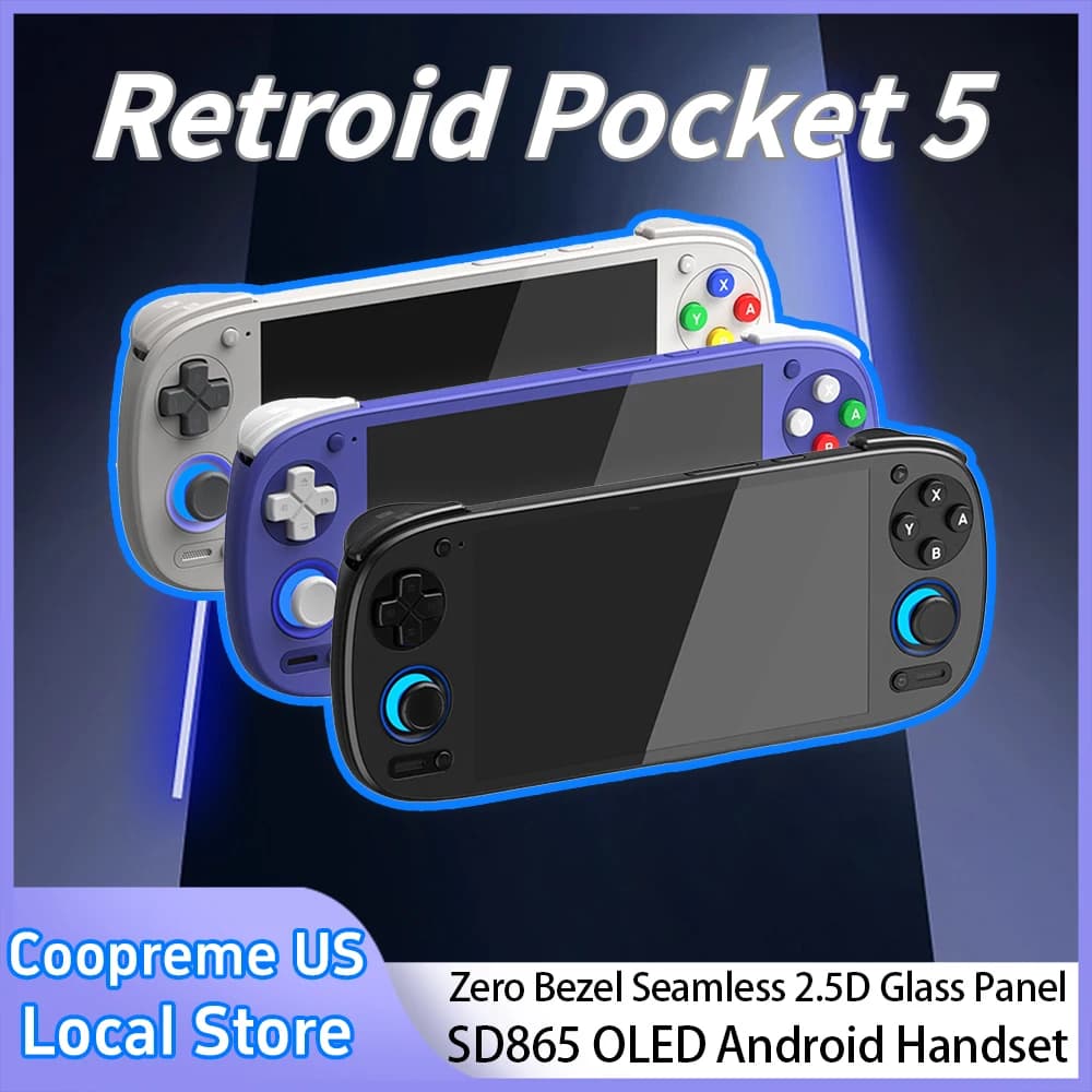 Retroid Pocket 5 Handheld Game Console RP5 Retro Games SD865 Android 13 Joystick RGB Lighting Effect Active Cooling Gaming Device - image 1