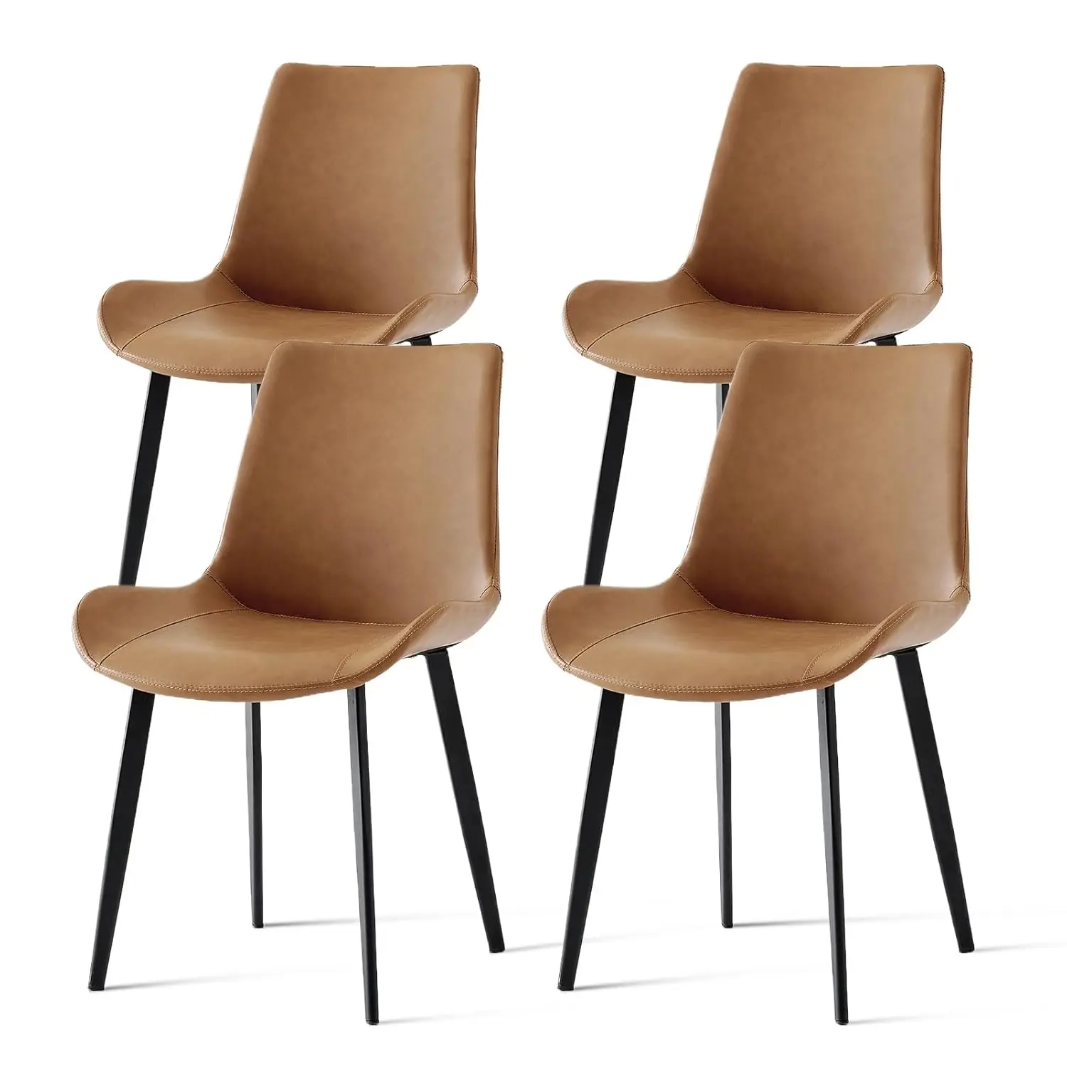 Dining Chairs Set of 4, Modern PU Leather Upholstered with Sturdy Metal Legs and Comfort Backrest - image 1