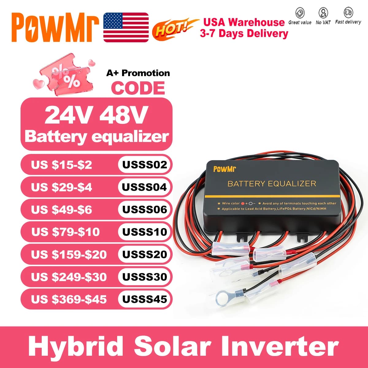 PowMr USA 24V 48V Battery Equalizer Voltage Balancer for LiFePO4 Batteries - image 1
