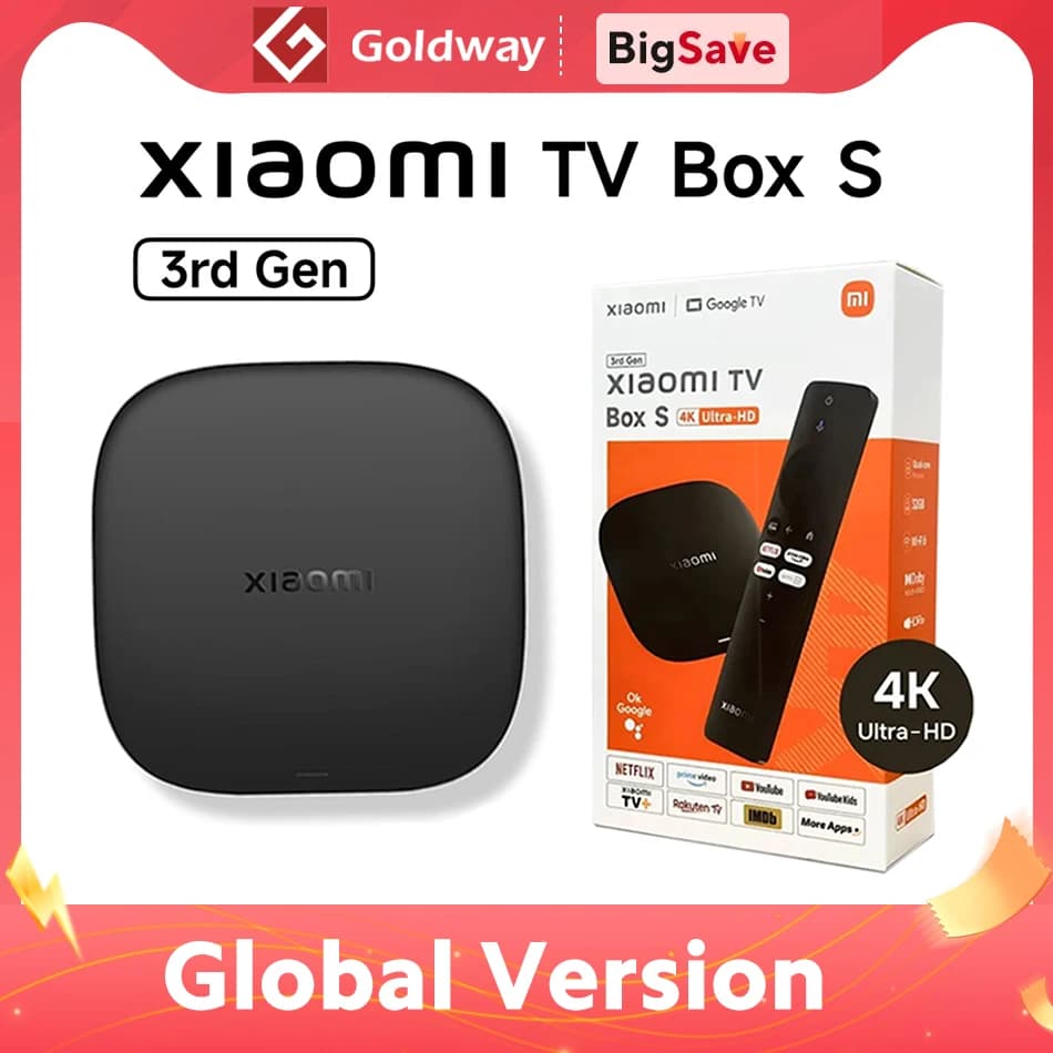 Global Version Xiaomi TV Box S 3rd Gen 4K Ultra HD Bluetooth 5.2 Wifi6 32GB ROM Google TV Google Assistant Smart Media Player - image 1