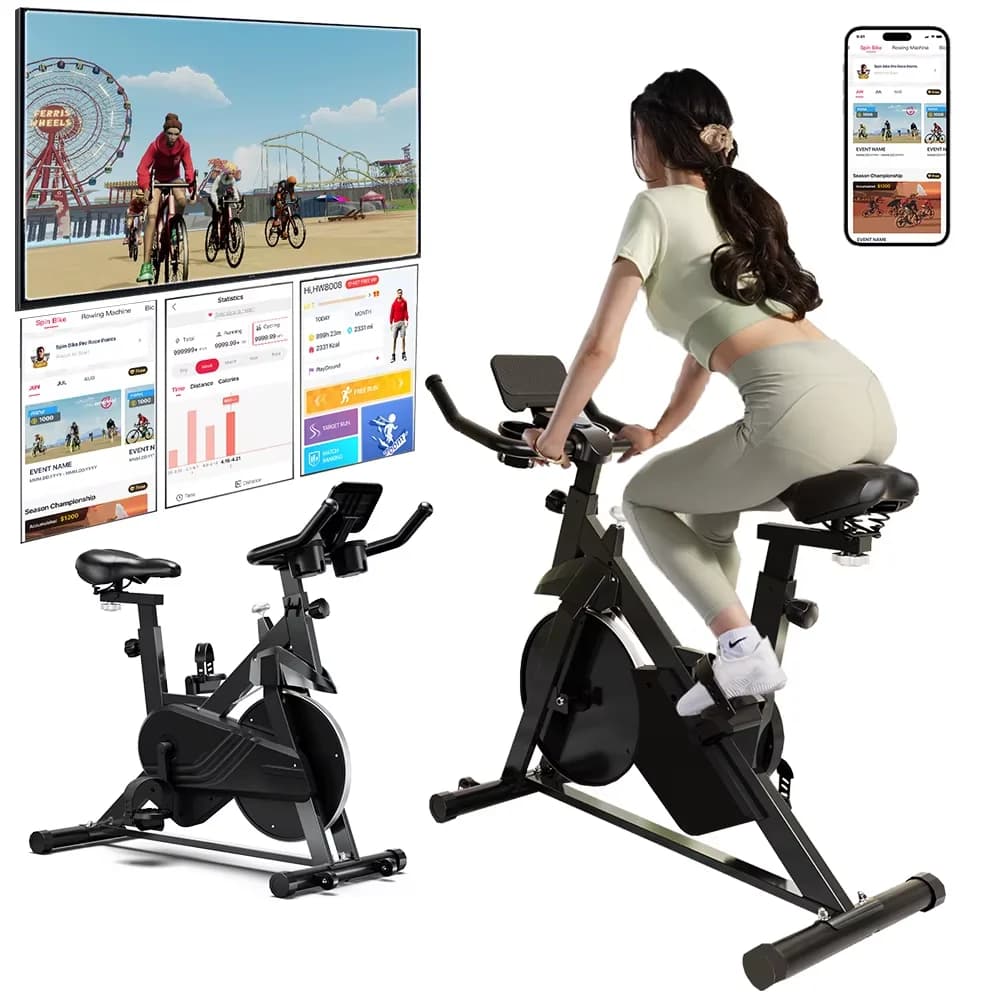 Superun vélo d'exercice à commande magnétique avec grand support de tablette et siège confortable - image 1