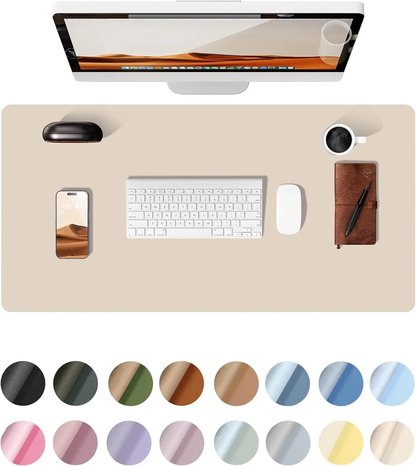 Large PU Leather Mouse Pad Office Desk Mat Non-Slip Desk Blotter Laptop Desk Pad - image 1