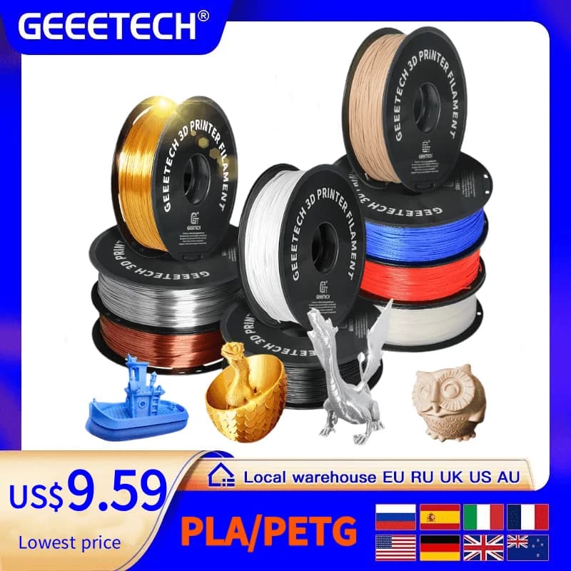 Geeetech 3D Printer Filament PLA PETG Plastic 1kg 1.75mm Tangle-Free Black & White Vacuum Pack - image 1