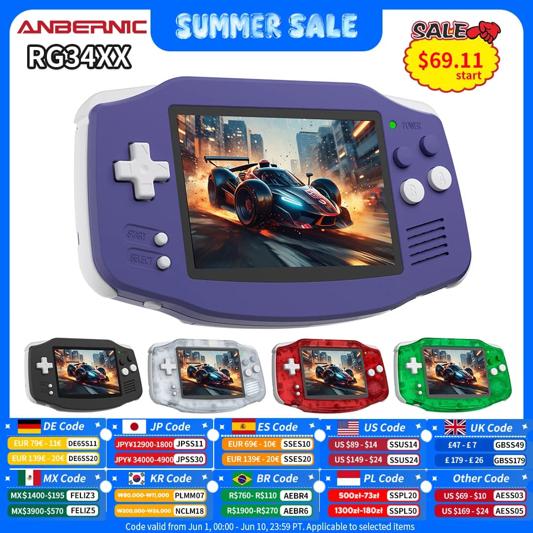 Anbernic RG34XX Handheld Game Console 3.4" IPS 720x480 Screen Linux 64-bit 3500mAh Bluetooth Retro Video Game Player - image 1