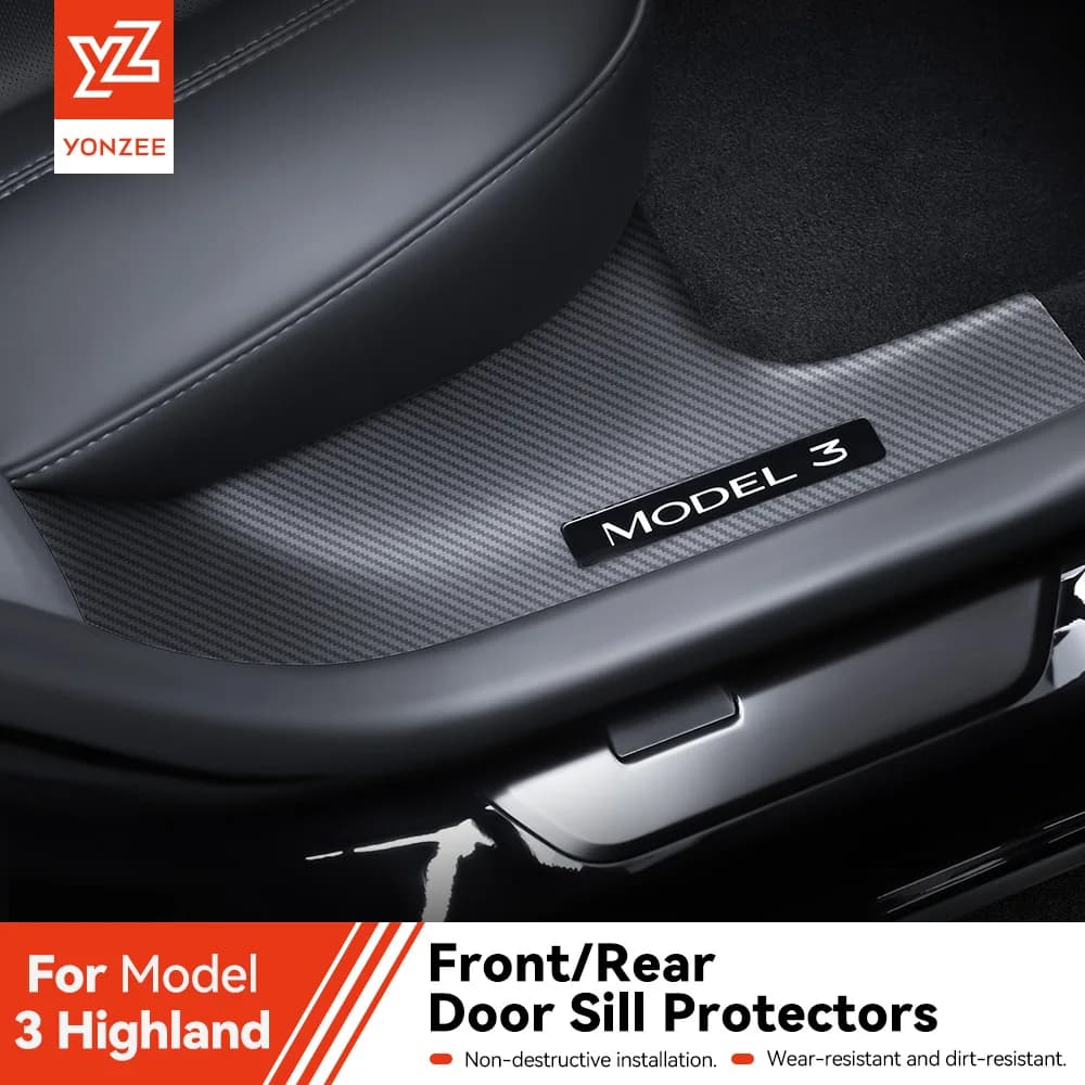 YZ Rear Door Sill Protective Pad Cover Guards Threshold Bumper Strip for Tesla Model 3 2024-2026 Highland - image 1