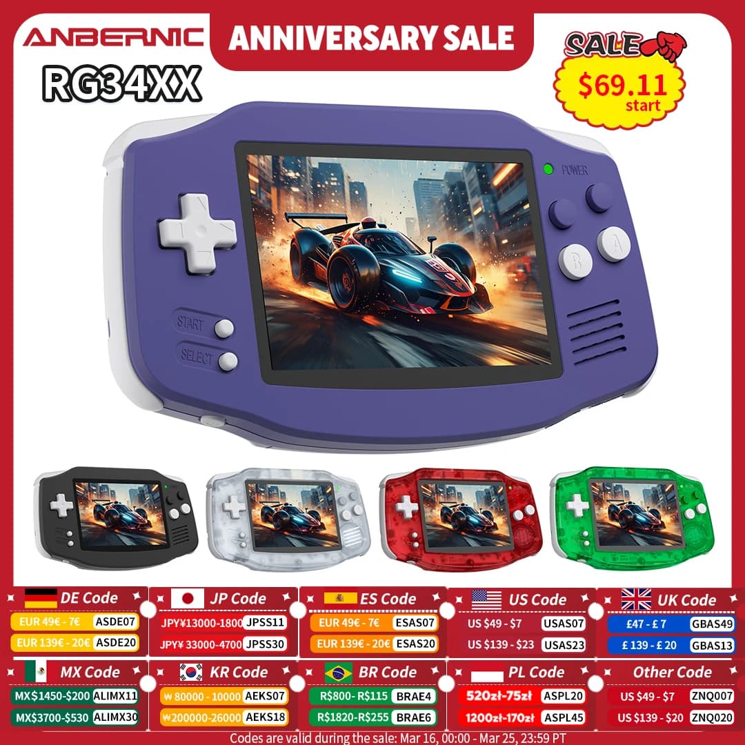 ANBERNIC RG34XX Handheld Game Console 3.4” IPS 720x480 Screen Linux 64-bit 3500mAh Bluetooth Retro Gaming Player - image 1