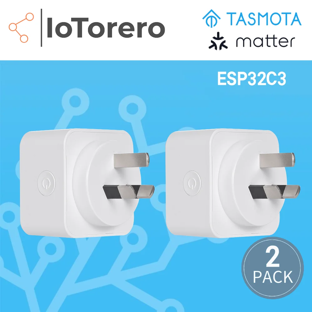 IoTorero Tasmota Matter MQTT 2 PACK ESP32C3 AU Plug Consumption Monitoring 10A Works With Home Assistant - image 1