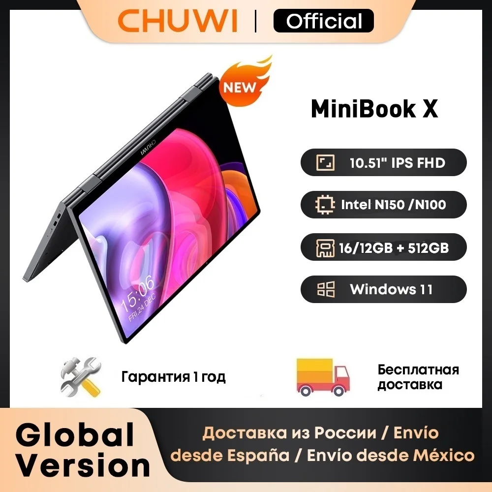 CHUWI MiniBook X Laptop Tablet 2 in 1 Intel N150/N100 10.51 inch - image 1