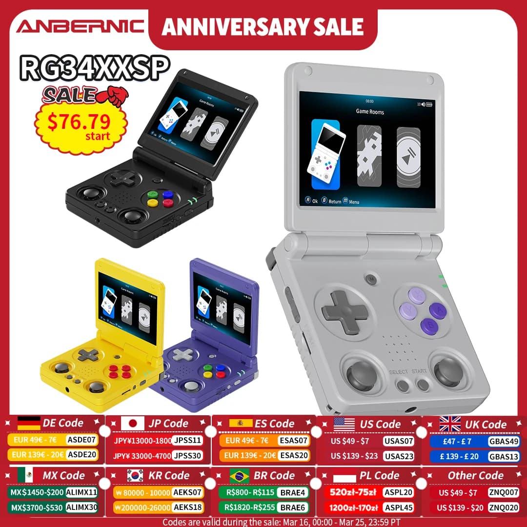 ANBERNIC RG34XXSP Flip Handheld Game Console 3.4'' IPS Screen Linux 64-bit 64G 5000+ Games Support WIFI HDMI TV Output Streaming - image 1
