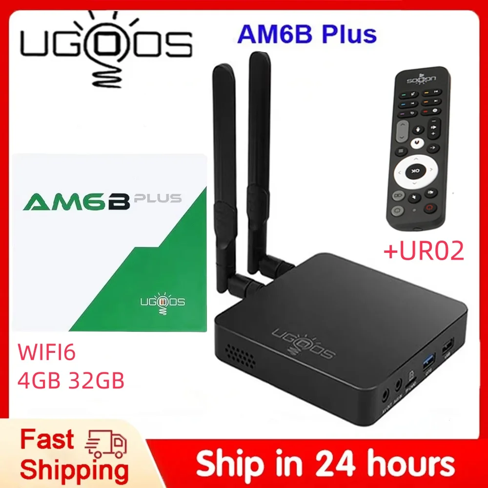 Ugoos AM6B Plus WIFI6 Smart TV BOX Amlogic S922X-J 2.2GHZ Android 9 4GB RAM 32GB ROM 4K Media Player 2.4/5G 1000M Set Top Box - image 1