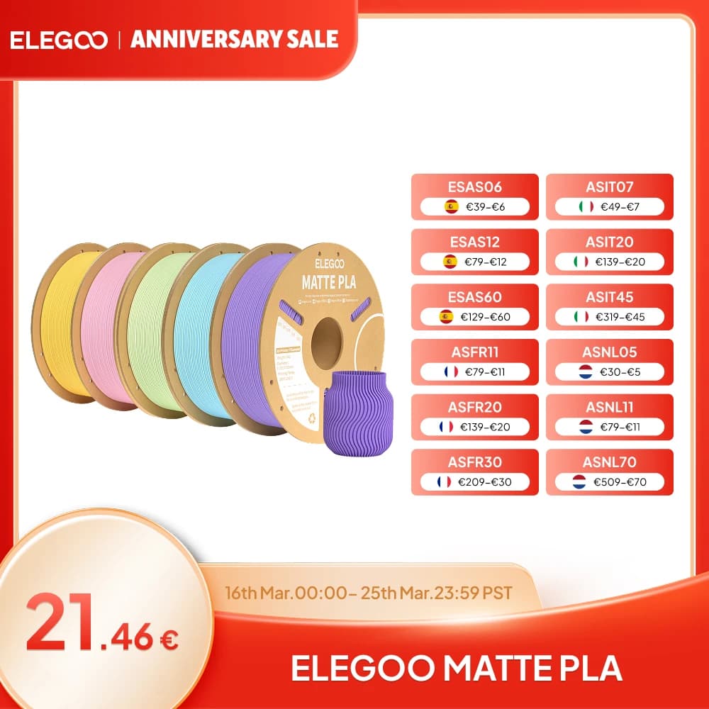 ELEGOO Matte PLA Filament 1KG 1.75mm FDM 3D Printer Filament - image 1