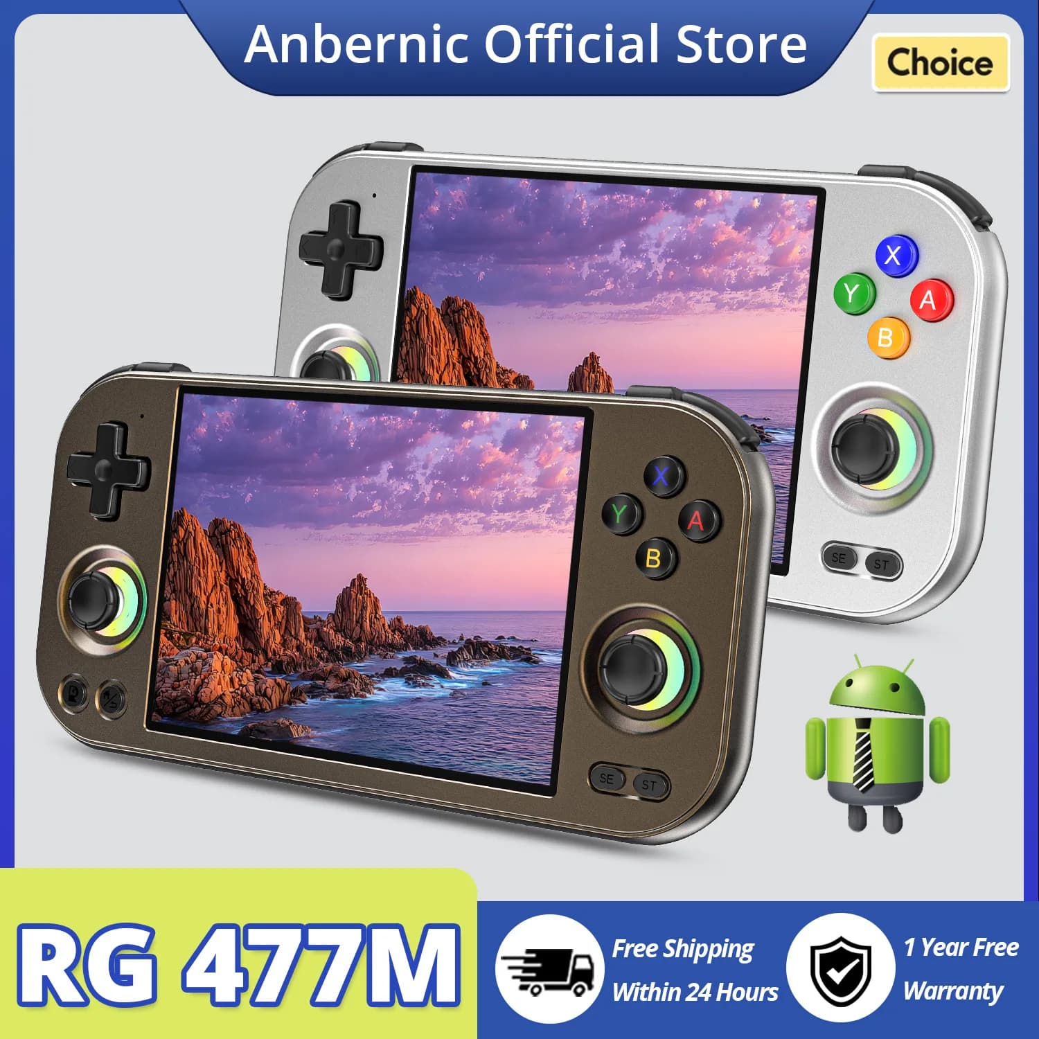 ANBERNIC RG 477M Retro Handheld Game Console Aluminum Alloy CNC Android 14 4.7 Inch LTPS In-Cell Touch Screen 5300mAh - image 1