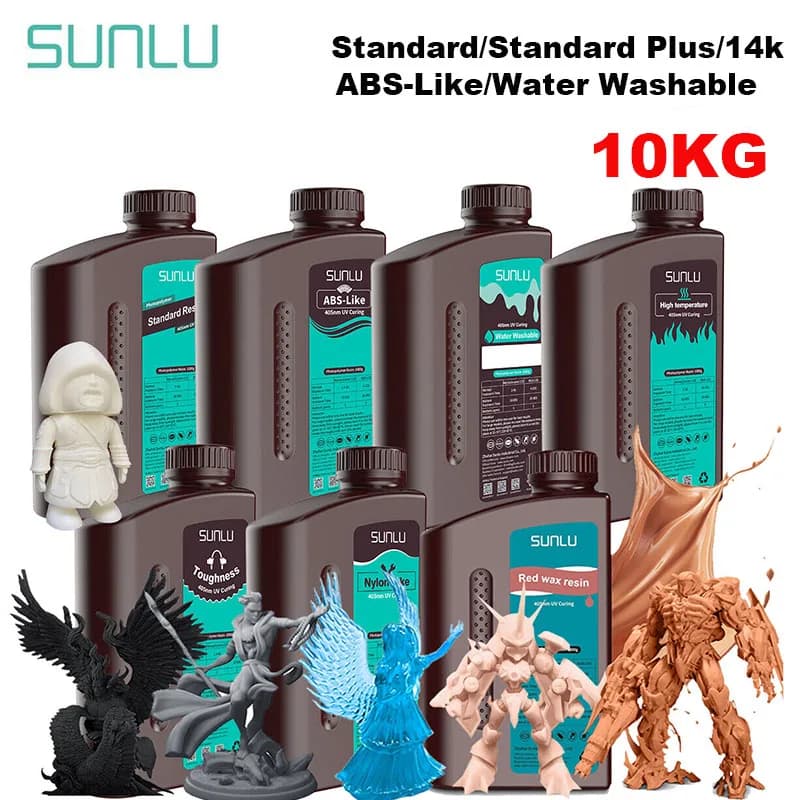SUNLU 10KG ABS-Like / Standard / Water-Wash / PA-Like / 14K High Precision Resin 405nm Rapid UV-Curing Photopolymer Resin 1KG/Bottle - image 1