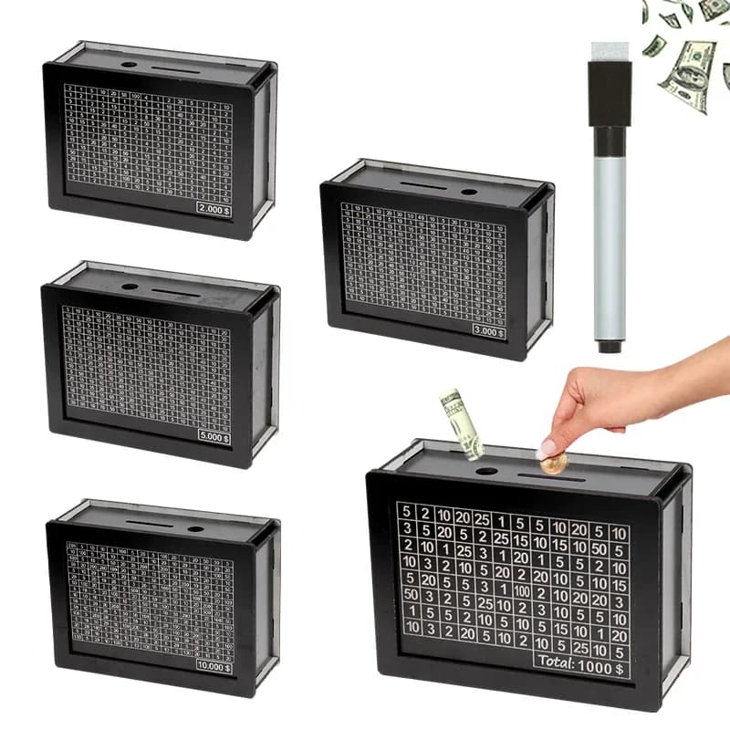 USD Black Reusable Piggy Bank with Money Goal Counter DIY Saving Money Box - image 1