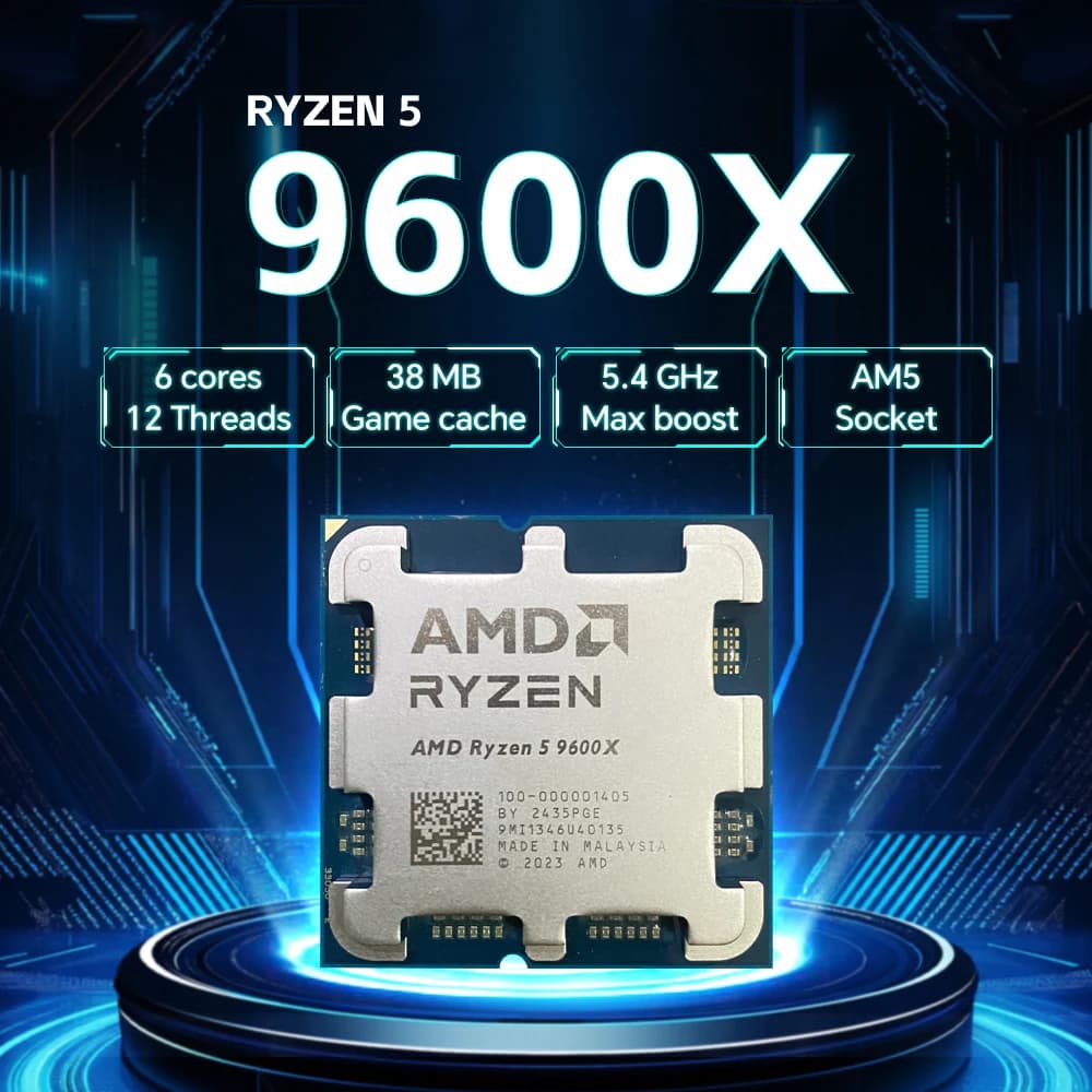 AMD Ryzen 5 9600X 6-Core 12-Thread 5.4GHz DDR5 4nm 65W Socket AM5 Gaming CPU Processor (No Fan) - image 1