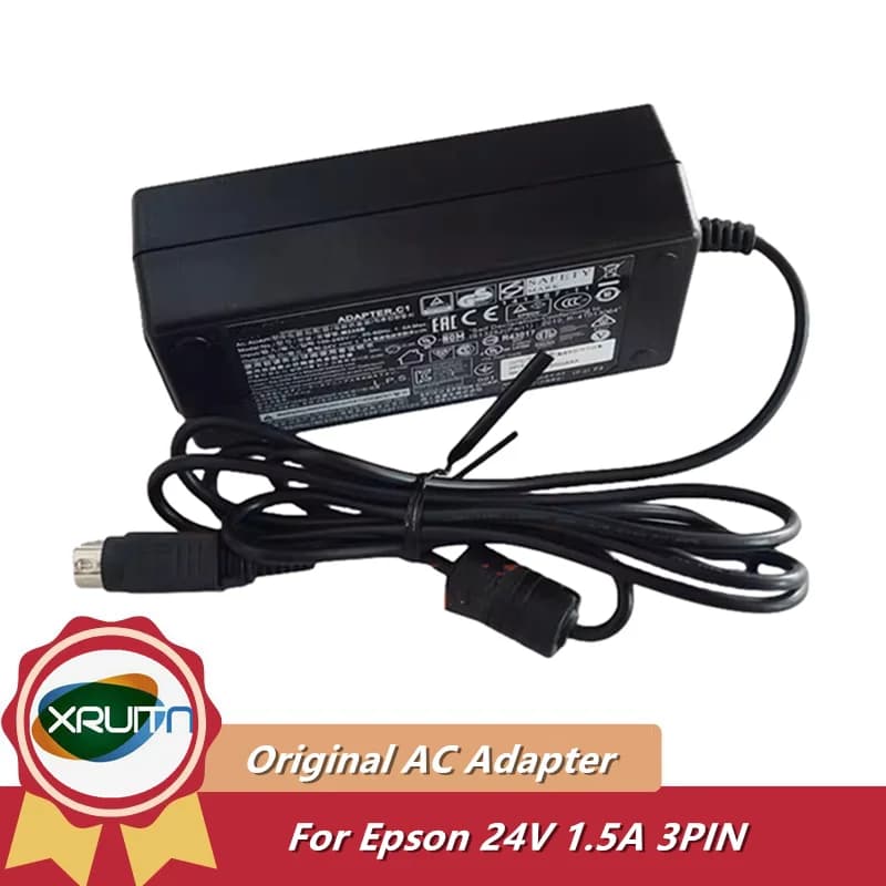 M235B 24V 1.5A 36W 3-Pin DIN AC DC Adapter Charger for EPSON TM-T88 and TM-T88II POS Printer - image 1