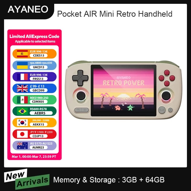 AYANEO Pocket AIR Mini Retro Handheld Game Console 64GB Storage HD Screen with Hall Joysticks MTK Helio G90T - image 1