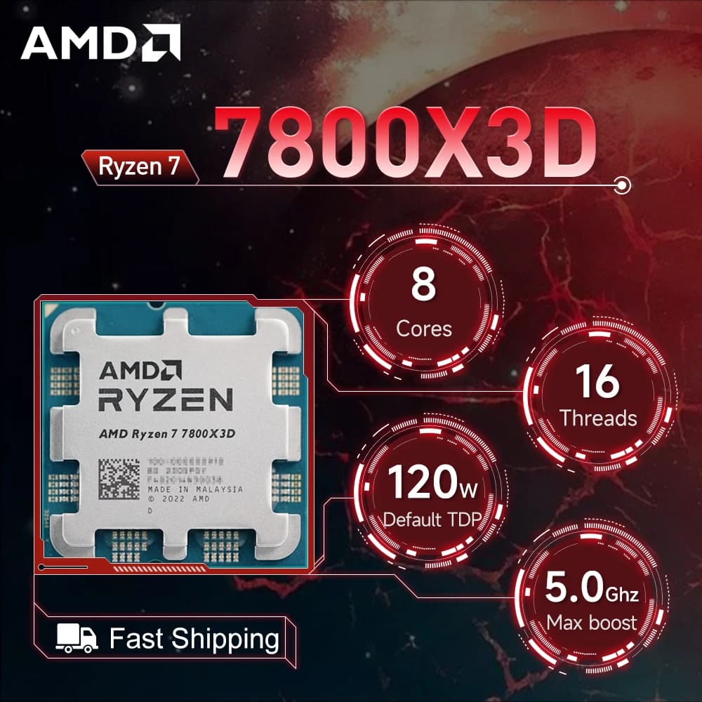 AMD Ryzen 7 7800X3D 8-Core 16-Thread CPU 5.0 GHz Socket AM5 - image 1
