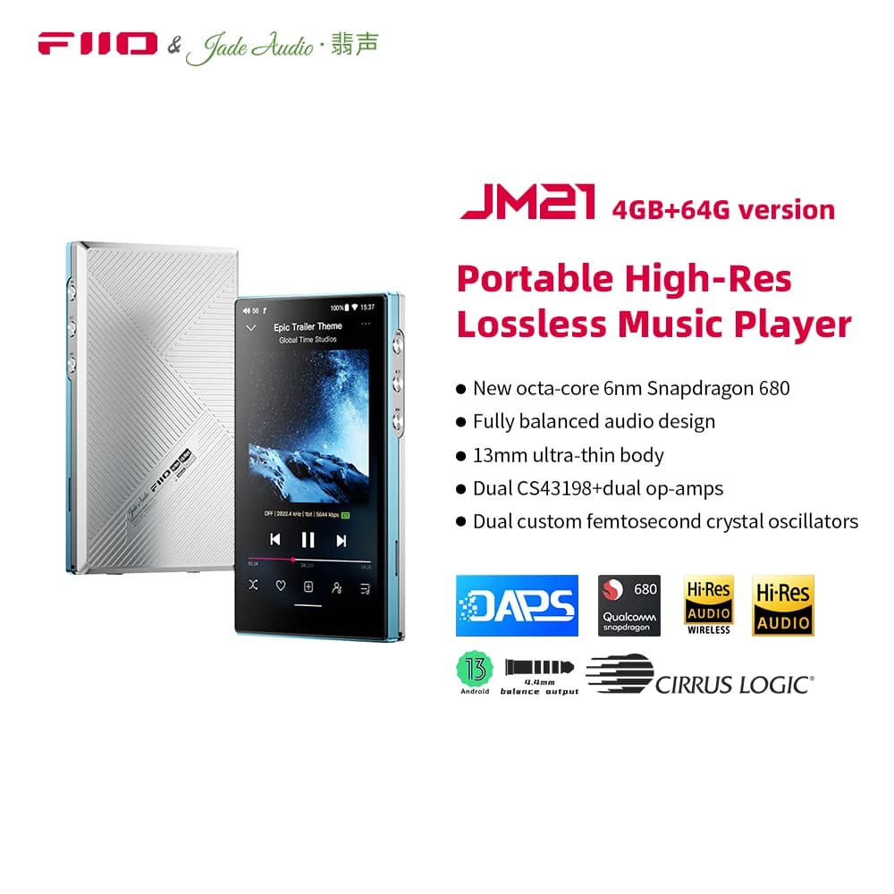 FiiO JM21 (4GB RAM + 64GB) Android 13 Hi-Res Music Player MP3 with Snapdragon 680, Bluetooth, WiFi, USB DAC - image 1