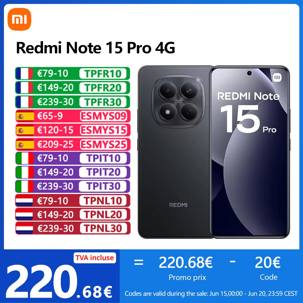 Xiaomi Redmi Note 15 Pro 4G, NFC, 6.77'' FHD AMOLED Display, 120 Hz, 200 MP Camera, 6500 mAh Battery, IP65 - AliExpress 509 - image 1