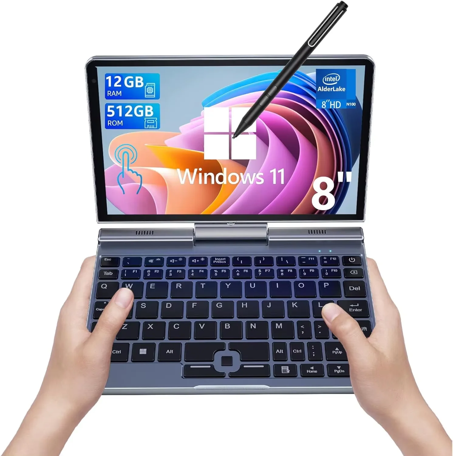 Portable Mini Laptop Windows OS 8 Inch Touch Screen Notebook N150 12GB+1TB IPS Small Portable PC Micro Computer - image 1