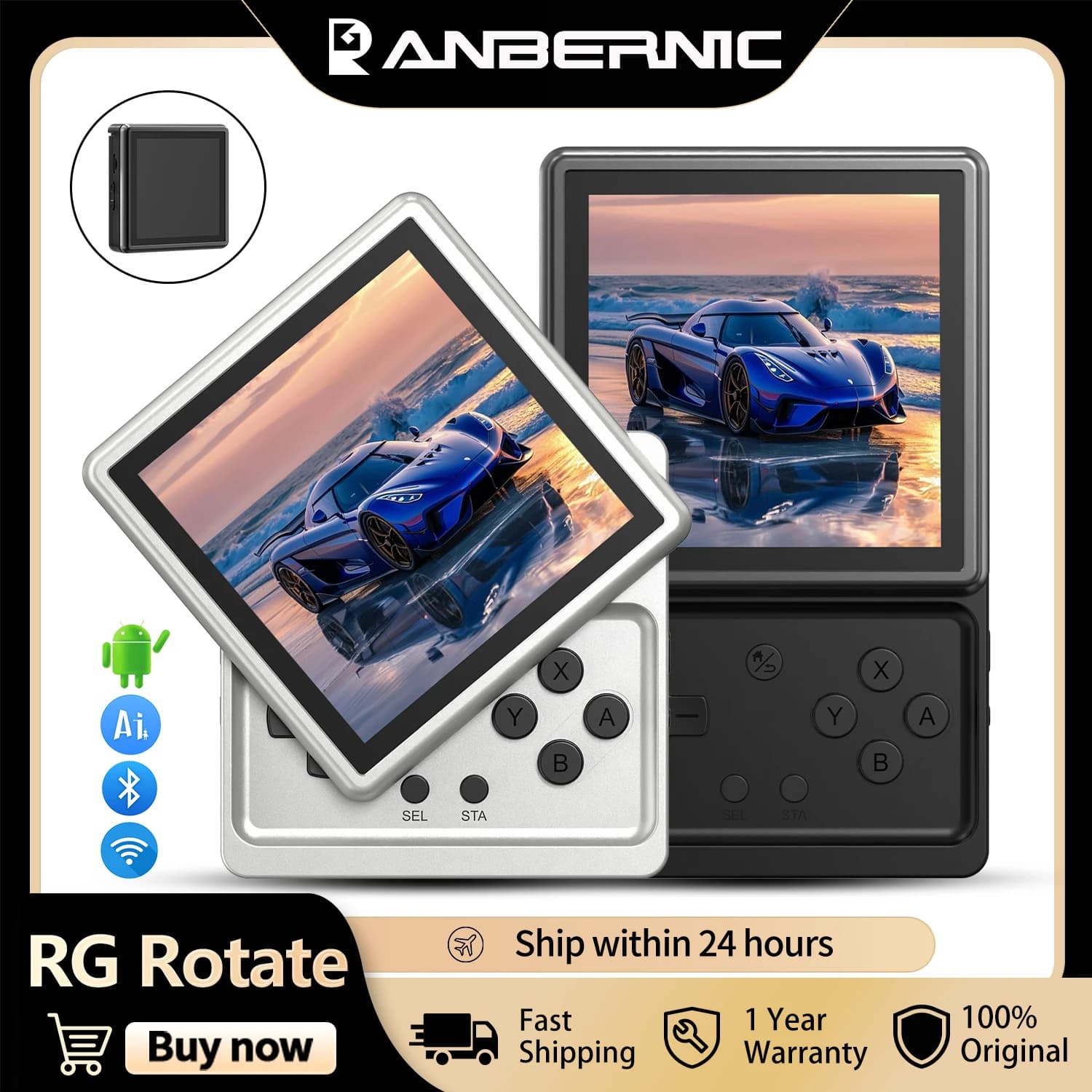 Consola de Juegos Retro Portátil Anbernic RG Rotate con Pantalla IPS Giratoria de 3.5 Pulgadas - image 1