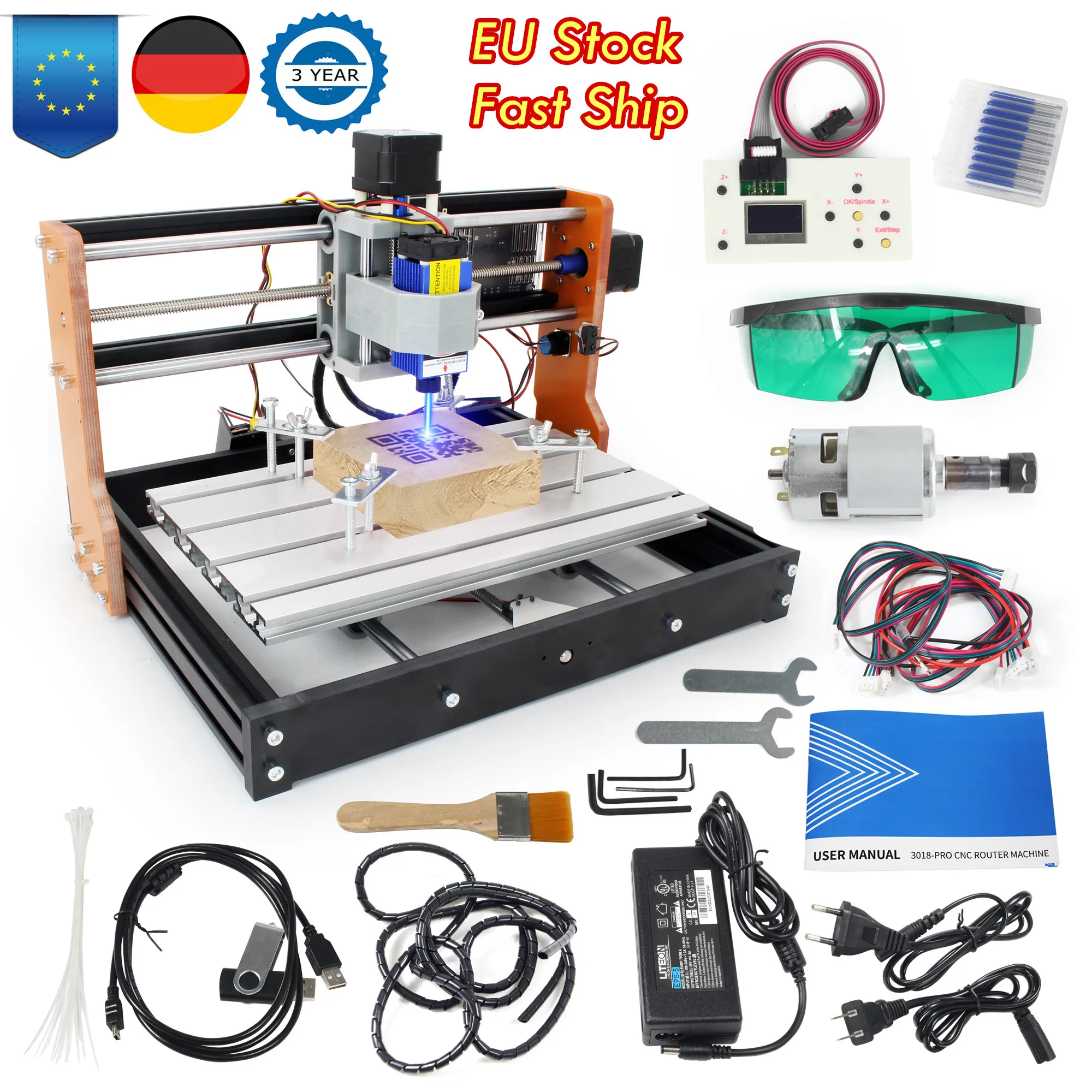 CNC 3018 PRO 7000W Router Milling Machine with Laser Engraver Module - image 1