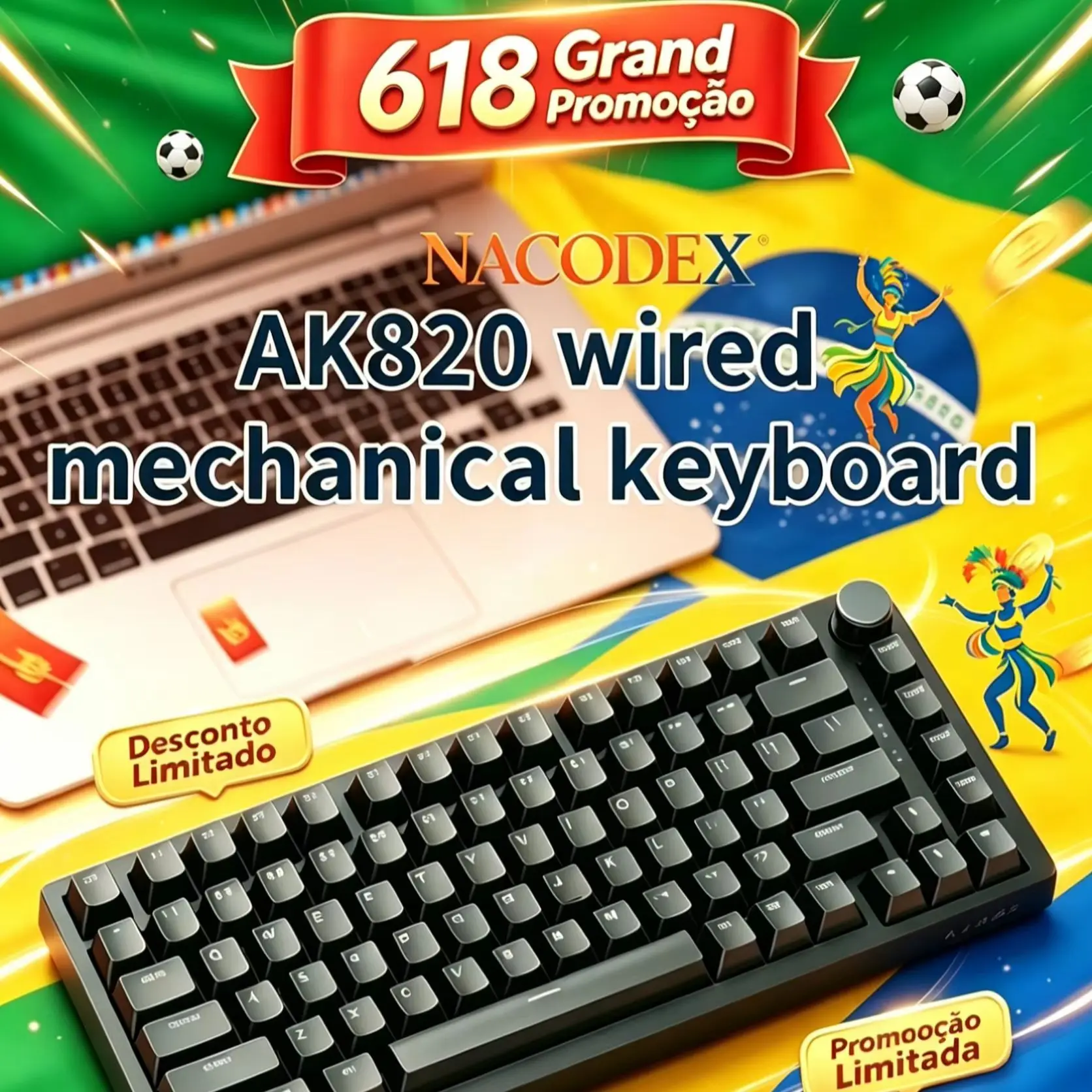 AJAZZ AK820 Mechanical Keyboard Wired with Rotary Volume Buttons and Hot-Swappable Keys - image 1