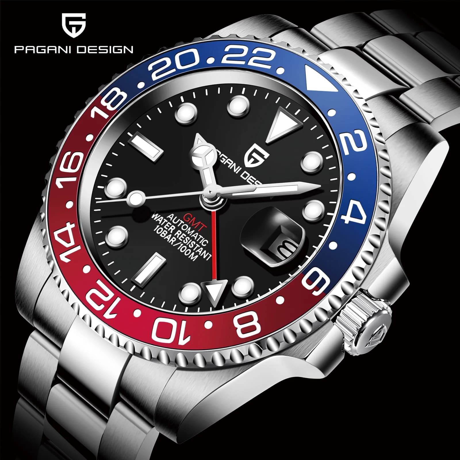 PAGANI DESIGN Men's GMT Mechanical Watch 40mm Sapphire Crystal - image 1