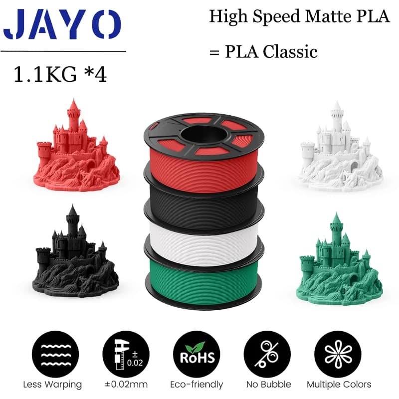 JAYO PLA Classic 4KG 3D Printer Filament 1.75mm HSM PLA Filament Set High Toughness Matte for FDM 3D Pen DIY - image 1