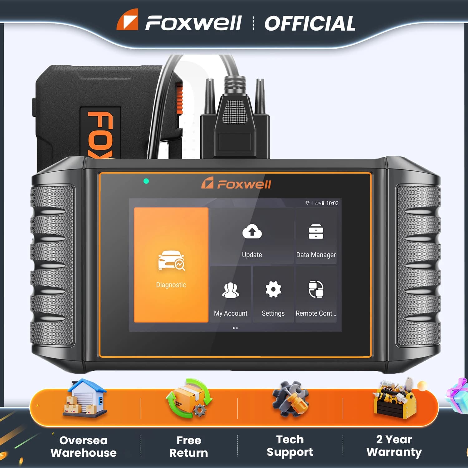 FOXWELL NT716 OBD2 ABS SRS AT Diagnostic Tool OBDII Scanner with DPF BMS 9 Reset Functions - image 1